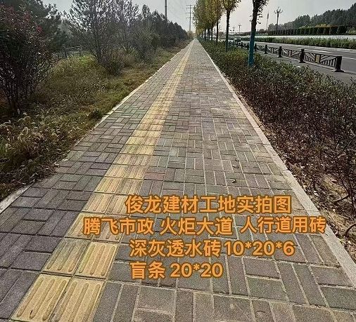 腾飞市政火炬大道人行道用砖（深灰透水砖） 