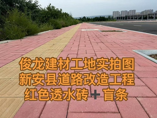 新安县道路改造工程 红色透水砖+盲条