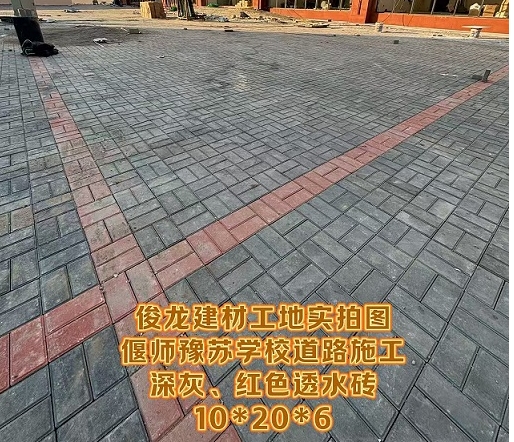 偃师豫苏学校道路施工（深灰、红色透水砖 10*20*6）